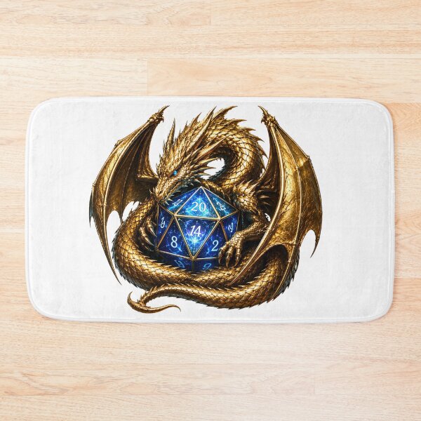 Item preview,  D20 Dice Guardian Dragon – Metallic Gold TTRPG Fantasy Gaming Art designed and sold by DragonStore210.
