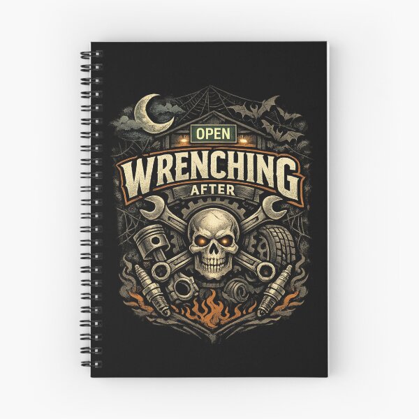 Item preview, Wrenching After Dark Halloween Mechanic Skull Vintage Garage Design designed and sold by BankshopTH.