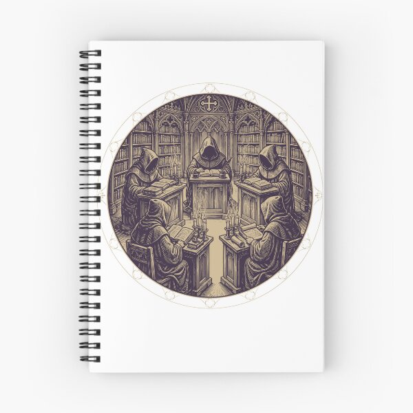 Item preview, Dark Cathedral - The Forgotten Scribes dark monk in forgotten library t shirt. designed and sold by Neurospicy Trolls.
