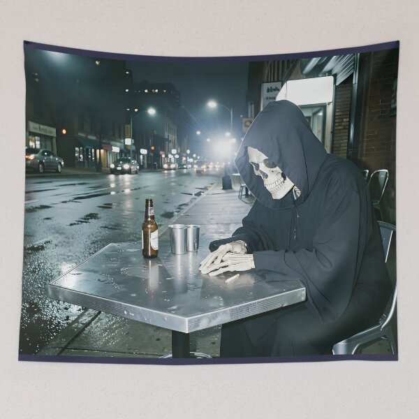 Item preview, The Grim Reaper is taking a break from work. designed and sold by VoidVeilStudio.