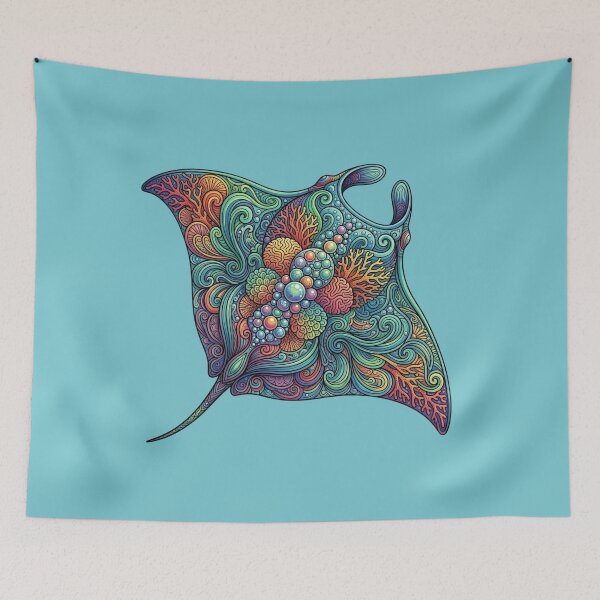 Item preview,  Coral Reef Manta Ray | Ocean Sea Life Art Collection designed and sold by Zaru Art Studio.