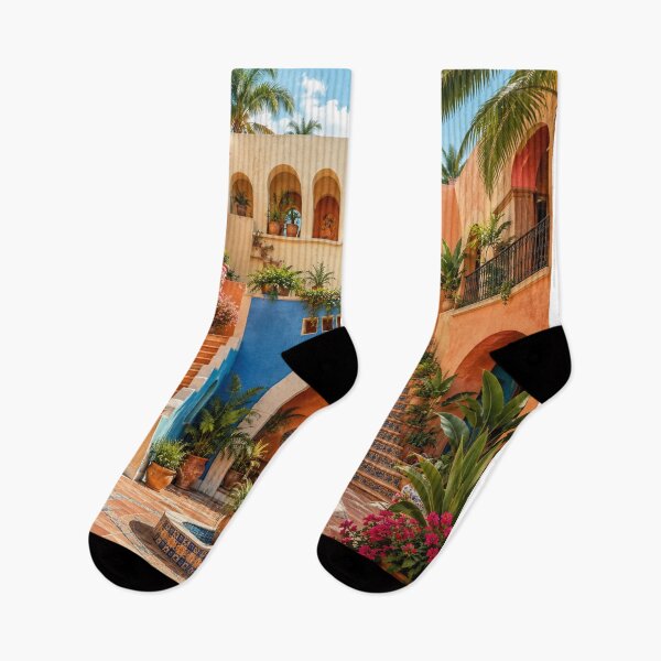 Item preview, Colorful Mediterranean Courtyard With Tropical Garden designed and sold by MWprint.