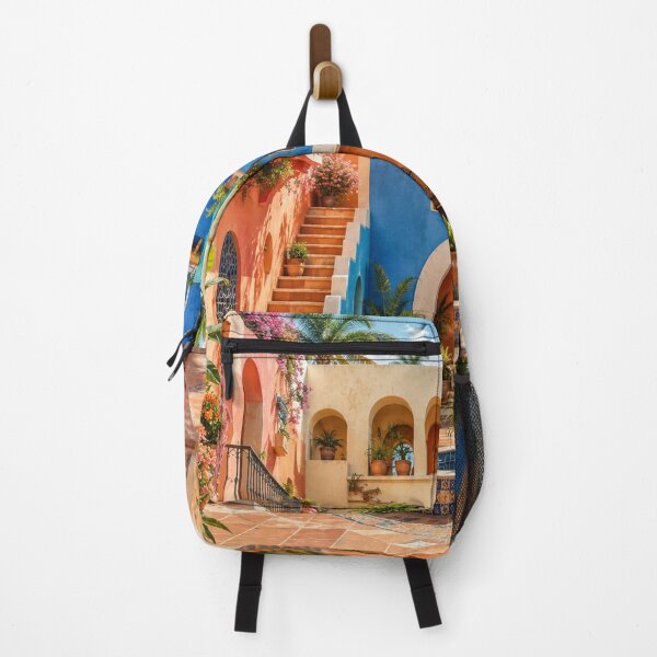 Item preview, Colorful Mediterranean Courtyard With Tropical Garden designed and sold by MWprint.