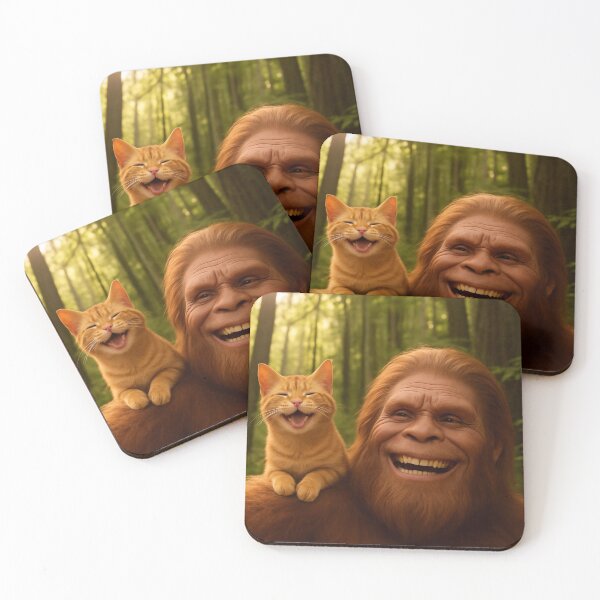 Item preview, Bigfoot and orange tabby taking a selfie designed and sold by Feral Kitty Design Studio, LLC.