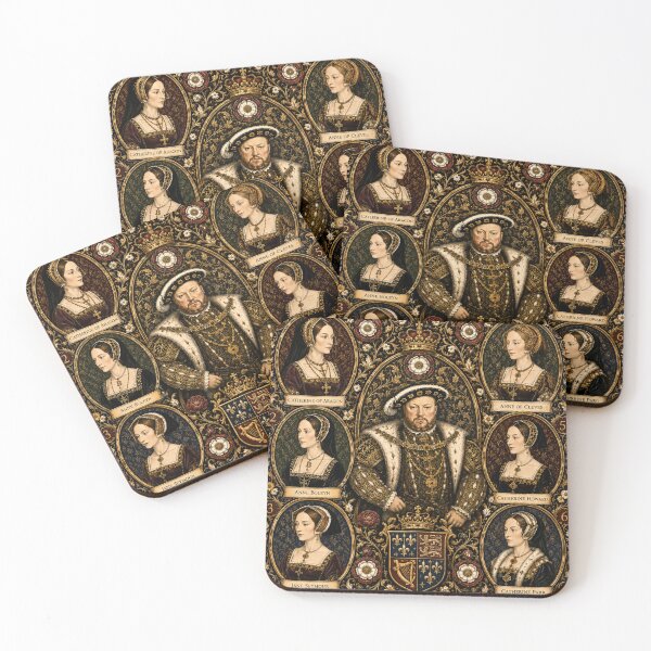Item preview, King Henry VIII and His Six Wives – Tudor Dynasty Portrait Collage | English Royal History designed and sold by rimmatv.