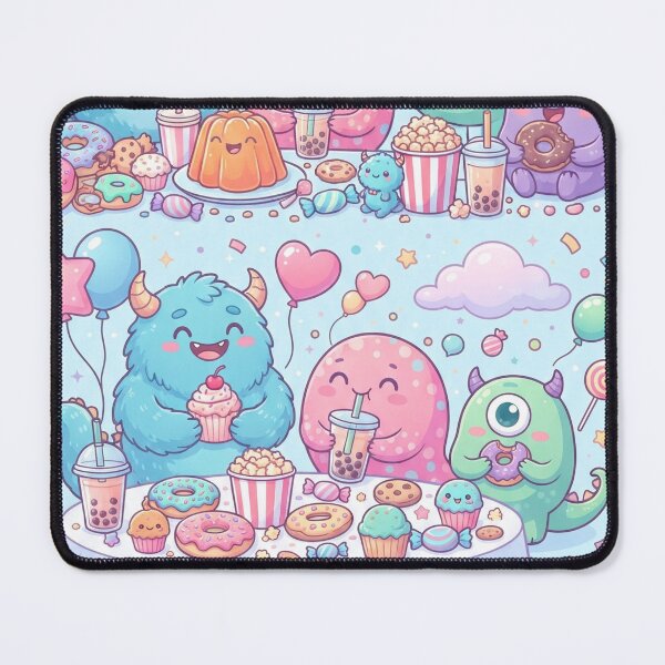 Item preview, Monster Snack Party | Cute Cartoon Monster Seamless Pattern | Kawaii Print designed and sold by AP Digi Store.