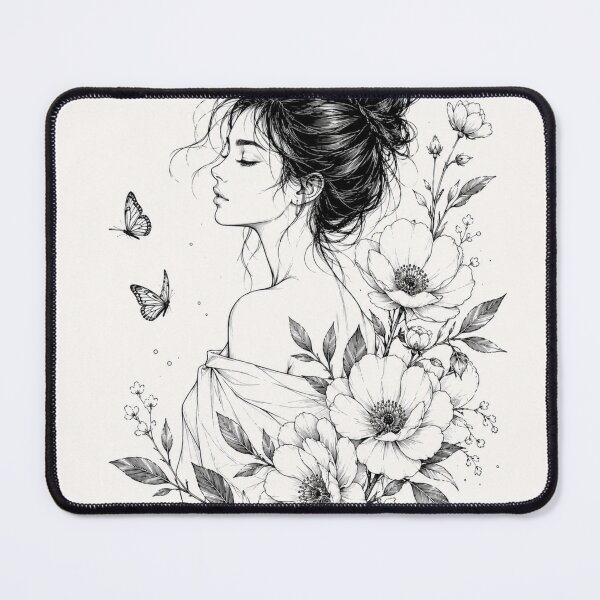 Item preview, Elegant Floral Portrait Line Art designed and sold by DaryaArtFrance.