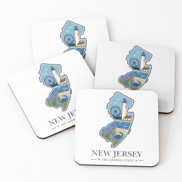 Item preview, New Jersey State Outline Vintage Print | Garden State Landmark Art designed and sold by Thehatinthecat.
