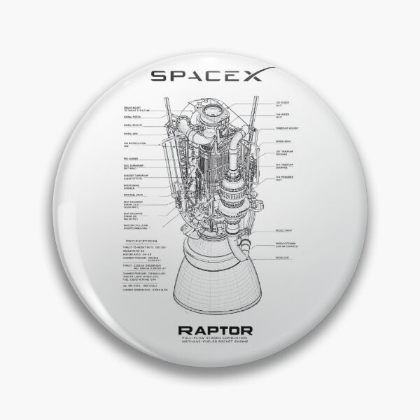 Item preview, SpaceX | Raptor Rocket Engine Blueprint | Full-Flow Staged Combustion Aerospace Technical Drawing T-Shirt designed and sold by Dyan4.