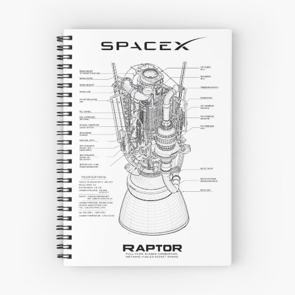 Item preview, SpaceX | Raptor Rocket Engine Blueprint | Full-Flow Staged Combustion Aerospace Technical Drawing T-Shirt designed and sold by Dyan4.