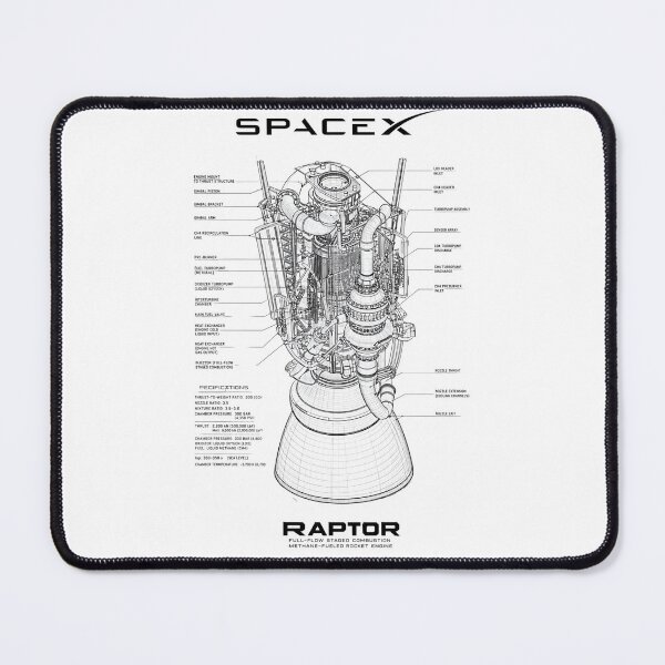 Item preview, SpaceX | Raptor Rocket Engine Blueprint | Full-Flow Staged Combustion Aerospace Technical Drawing T-Shirt designed and sold by Dyan4.