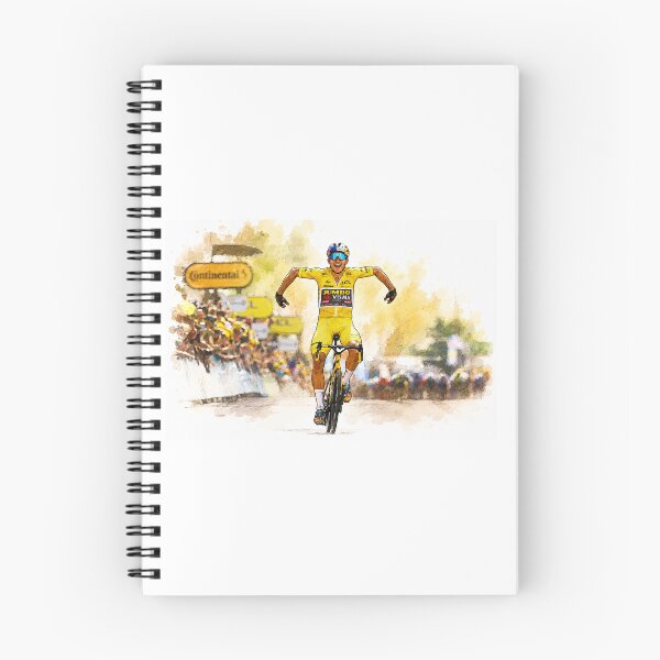 Item preview, Wout Van Aert in Yellow iconic celebration designed and sold by cyclingmania.