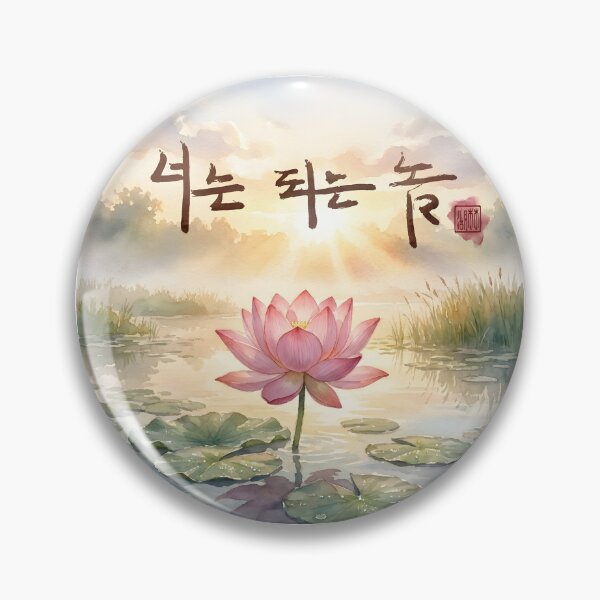 Artikelvorschau, Korean Calligraphy Lotus Flower Watercolor Painting entworfen und verkauft von K-Brush.