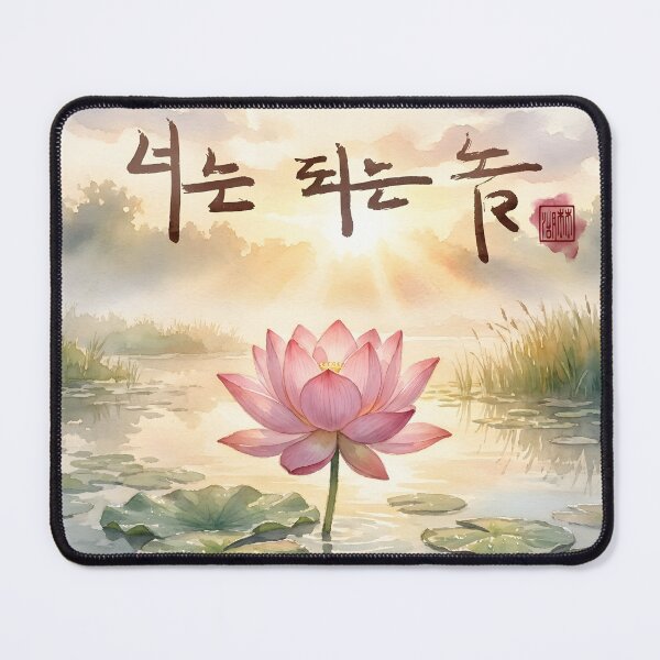 Item preview, Korean Calligraphy Lotus Flower Watercolor Painting designed and sold by K-Brush.