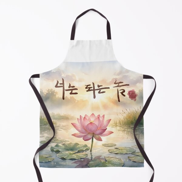 Item preview, Korean Calligraphy Lotus Flower Watercolor Painting designed and sold by K-Brush.