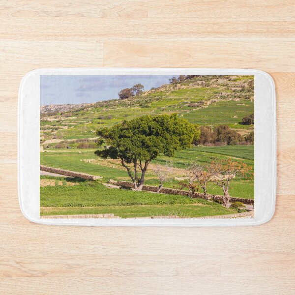 Item preview, Lone Green Tree Overlooking Terraced Countryside Fields With Stone Walls And Winding Road designed and sold by Nmallia.