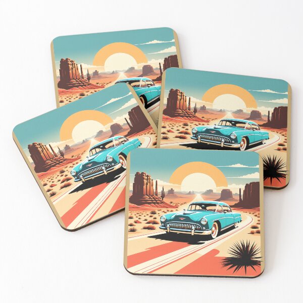 Item preview, Retro car on desert road designed and sold by tarkone.