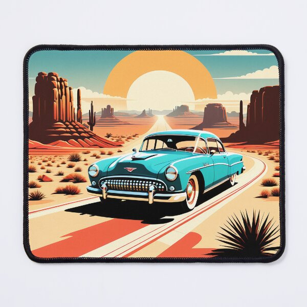 Item preview, Retro car on desert road designed and sold by tarkone.