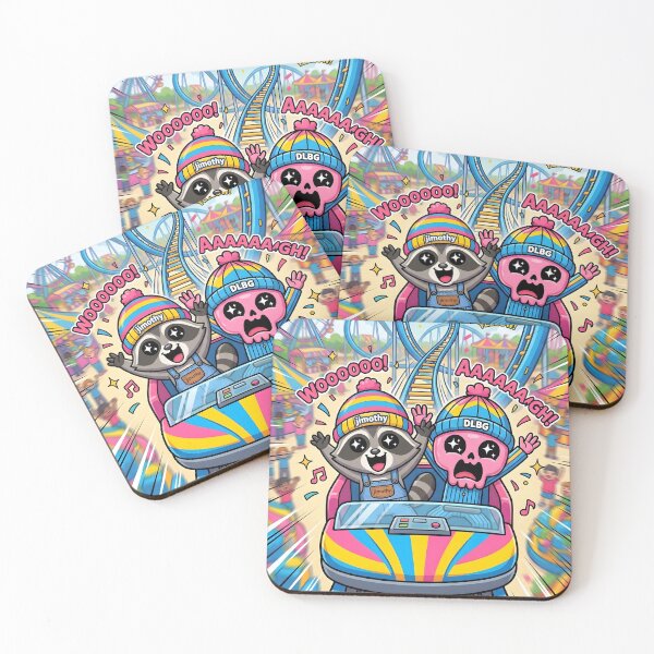 Item preview, DLBG Pink Skull & Jimothy Raccoon Roller Coaster Adventure designed and sold by DLBG-STORE.