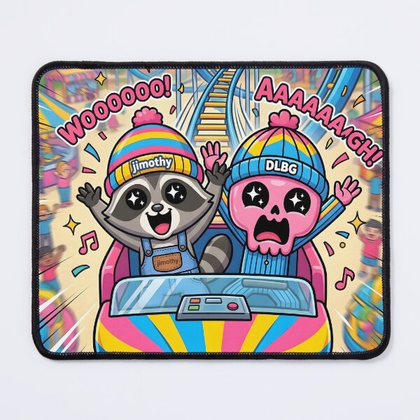 Item preview, DLBG Pink Skull & Jimothy Raccoon Roller Coaster Adventure designed and sold by DLBG-STORE.