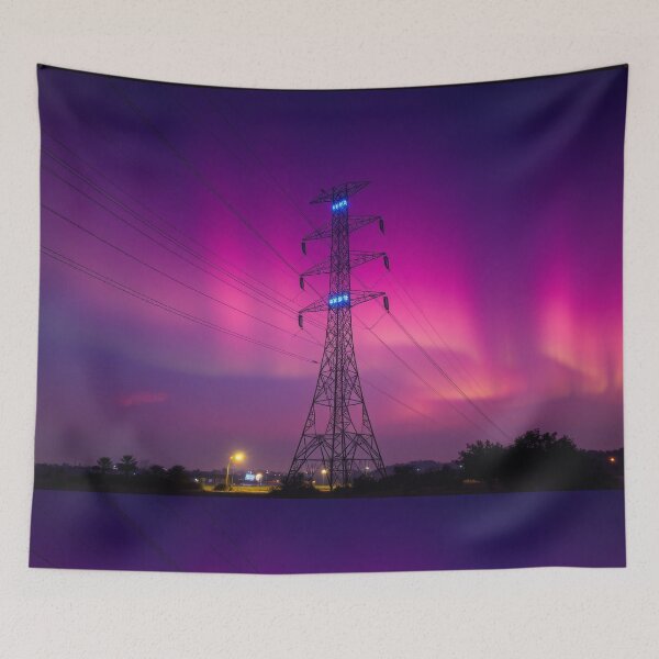Item preview, Electricity Pylon Beneath a Pink Aurora designed and sold by Pylon-Bureau.