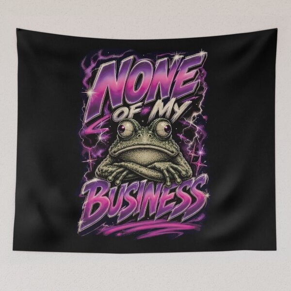 Item preview, None Of My Business Funny Frog Synthwave Retro 80s Cosmic Space Graphic Art designed and sold by AbderraimArt.