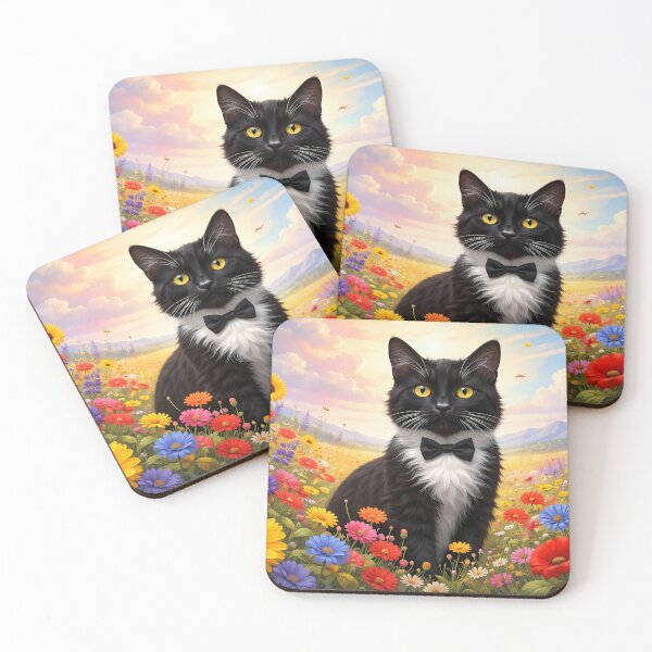 Item preview, Cat in a Colorful Flower Meadow designed and sold by cuprum.