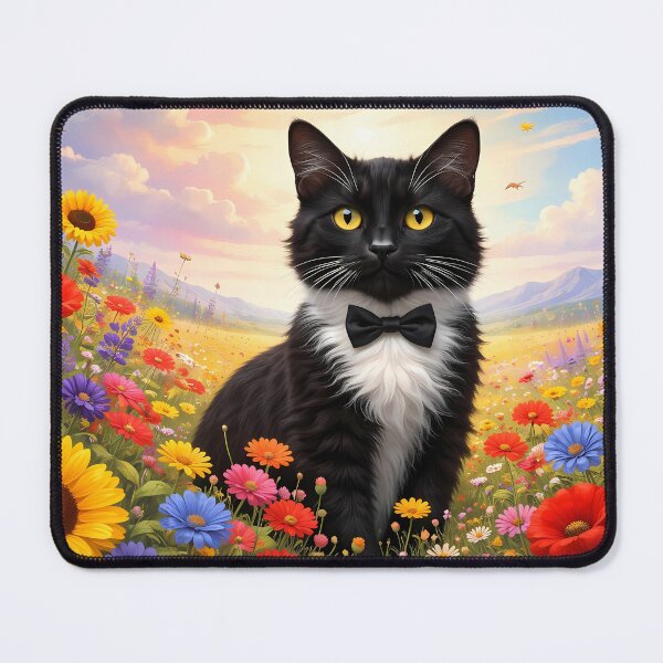 Item preview, Cat in a Colorful Flower Meadow designed and sold by cuprum.