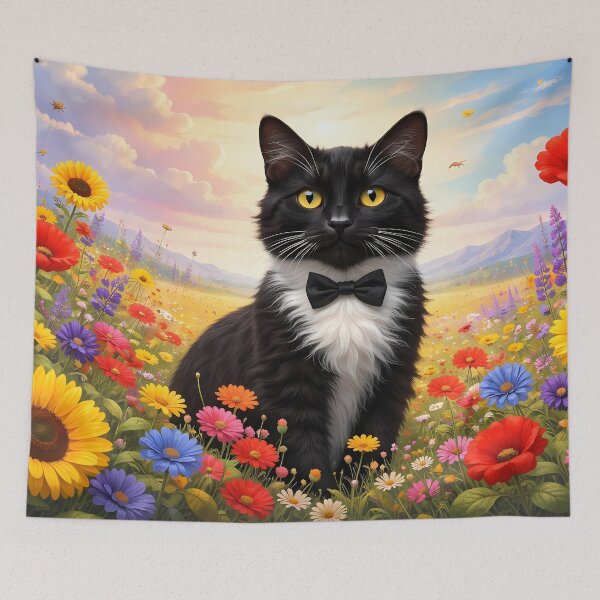 Item preview, Cat in a Colorful Flower Meadow designed and sold by cuprum.