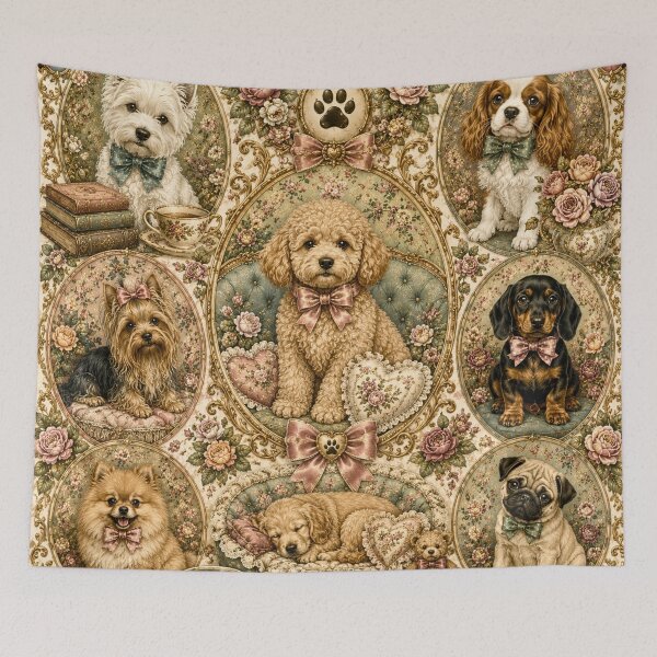 Item preview, Vintage Floral Dog Collage – Shabby Chic Cottagecore Puppy Portrait Collection designed and sold by rimmatv.