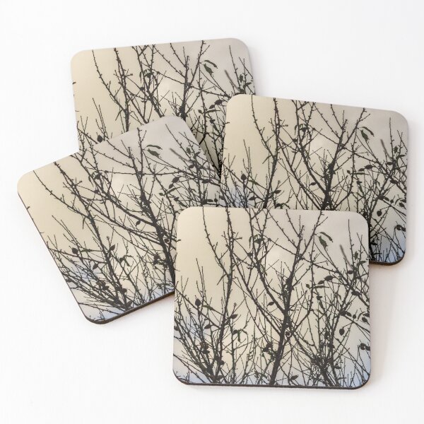 Item preview, Silhouette Of Leafless Tree Branches Against A Cloudy Sky With Sparse Seed Pods designed and sold by Nmallia.