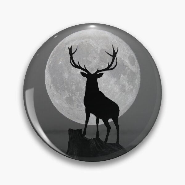 Item preview, Red deer on mountain with full buck moon designed and sold by James Cumming.