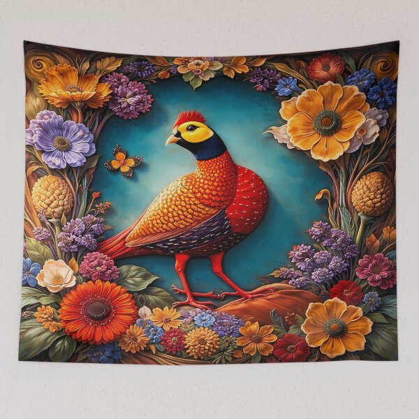 Item preview, Vibrant Bird Amidst Lush Flowers designed and sold by cuprum.