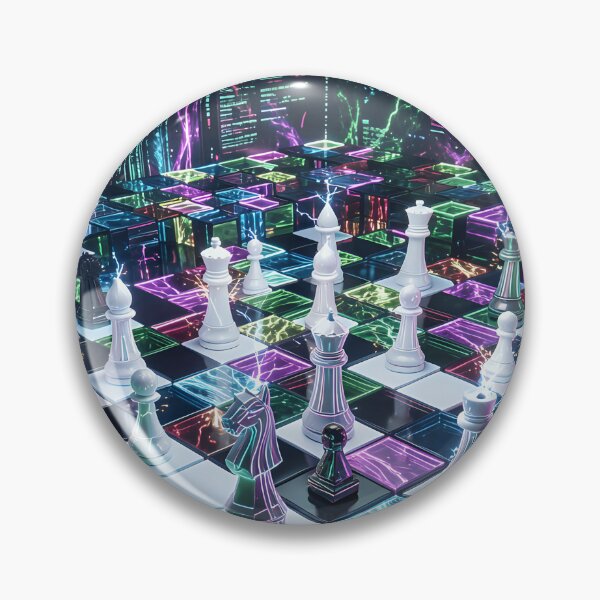 Item preview, Digital chess: A data stream in the neon cyber world designed and sold by VoidVeilStudio.