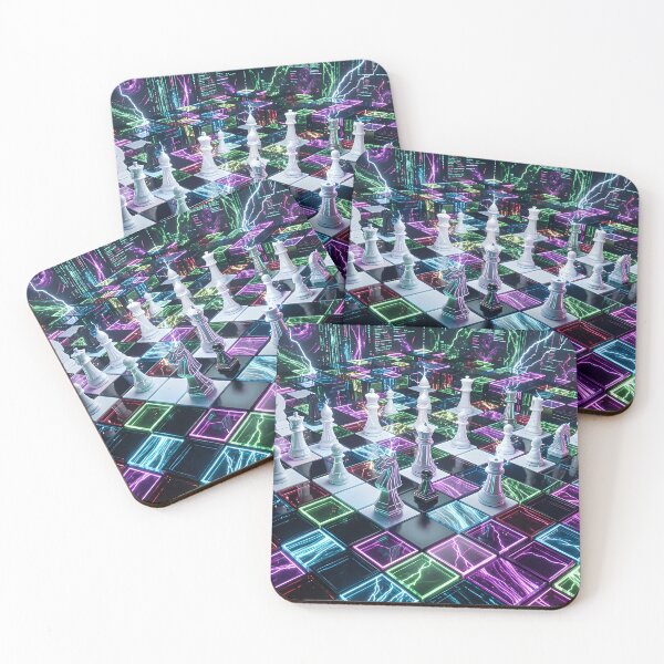 Item preview, Digital chess: A data stream in the neon cyber world designed and sold by VoidVeilStudio.