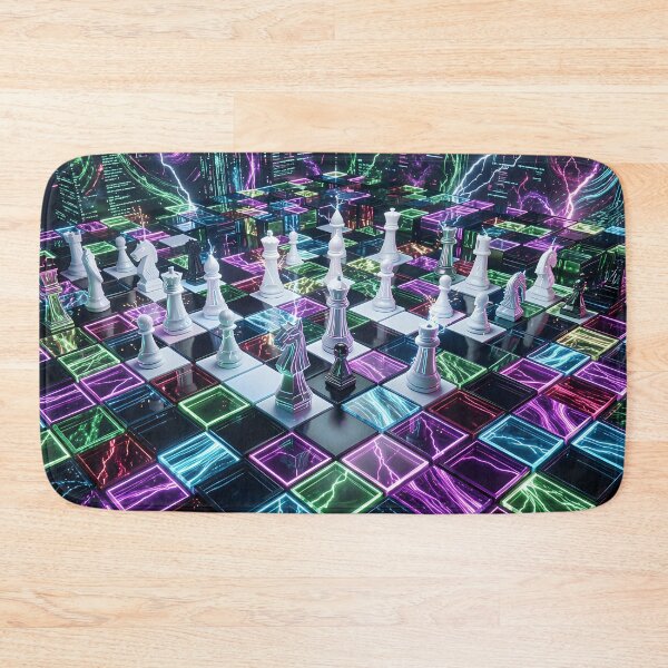 Item preview, Digital chess: A data stream in the neon cyber world designed and sold by VoidVeilStudio.