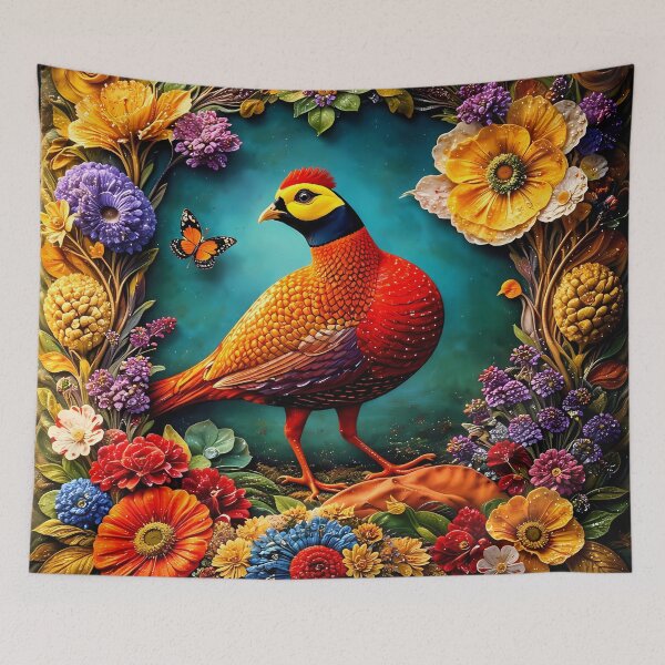 Item preview, Vibrant Bird Amid Colorful Flowers designed and sold by cuprum.