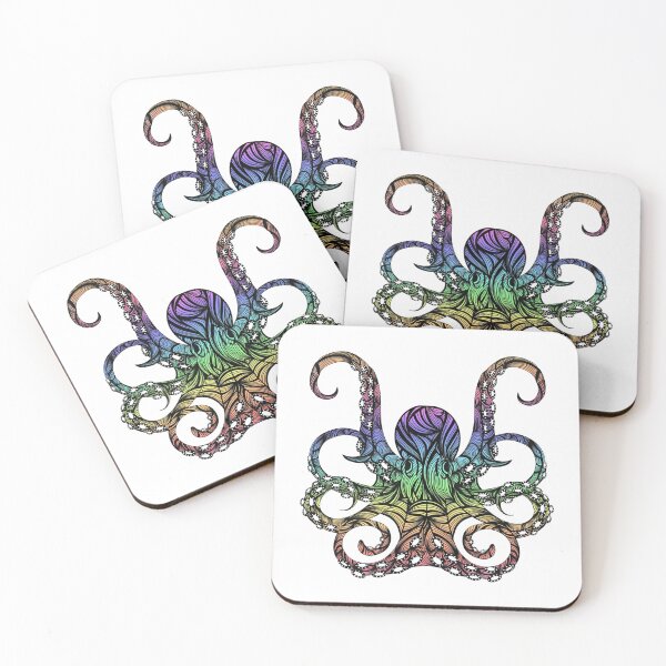 Item preview, Hand Drawn Rainbow Zentangle Octopus designed and sold by dotdotsmilecreative.
