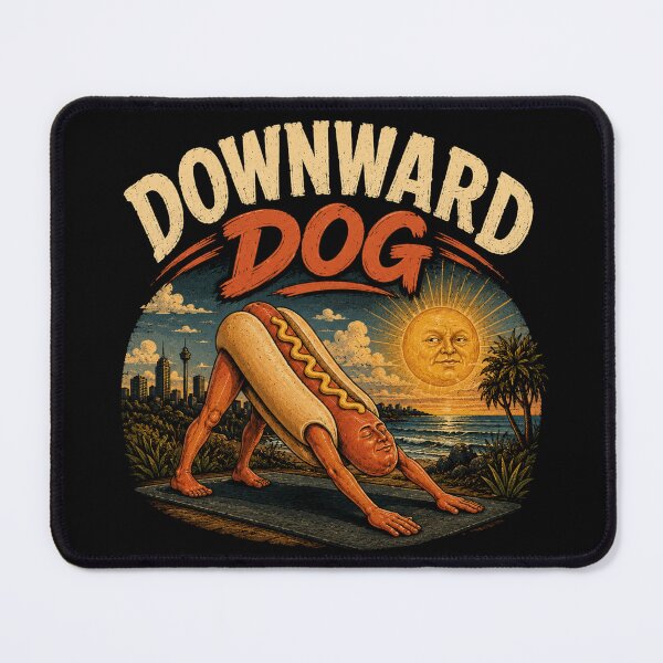Item preview, Funny Downward Dog Hot Dog Yoga T-Shirt designed and sold by EverclearDesign.