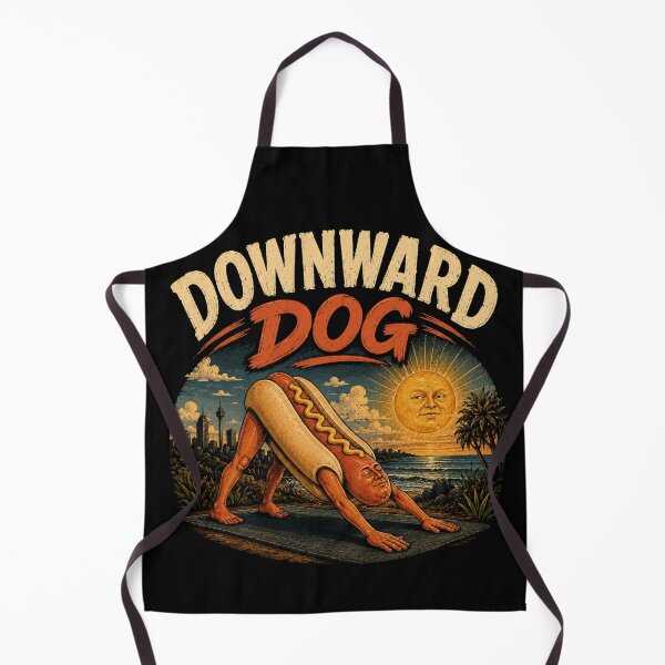 Artikelvorschau, Lustiges Hot-Dog-Yoga-T-Shirt mit herabschauendem Hund entworfen und verkauft von EverclearDesign.