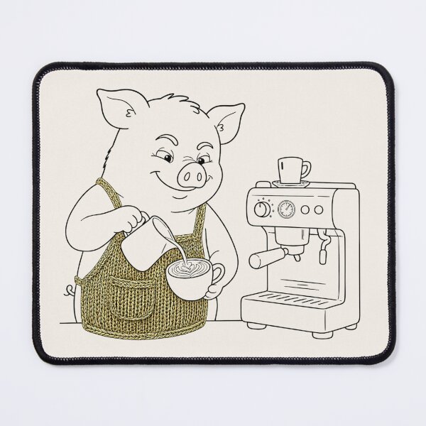 Item preview, Pig Barista Making Latte Art designed and sold by knitcorner26.