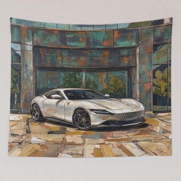 Item preview, Modern Sports Car Abstract Oil Painting Fine Art Print designed and sold by Iceberg Comic Book Lounge.