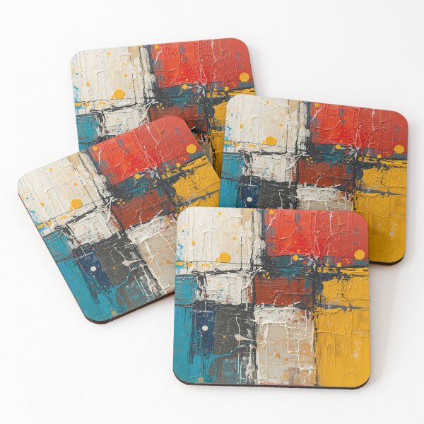 Item preview, Geometric Chaos - Heavy Impasto Abstract Grid Painting designed and sold by Rewolucja.