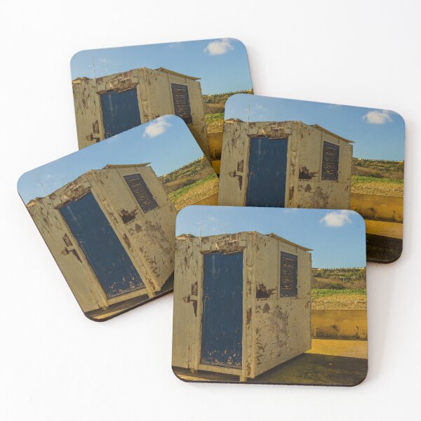 Item preview, Weathered Rural Shed With Peeling Paint And Blue Door Under Bright Cloudy Sky designed and sold by Nmallia.