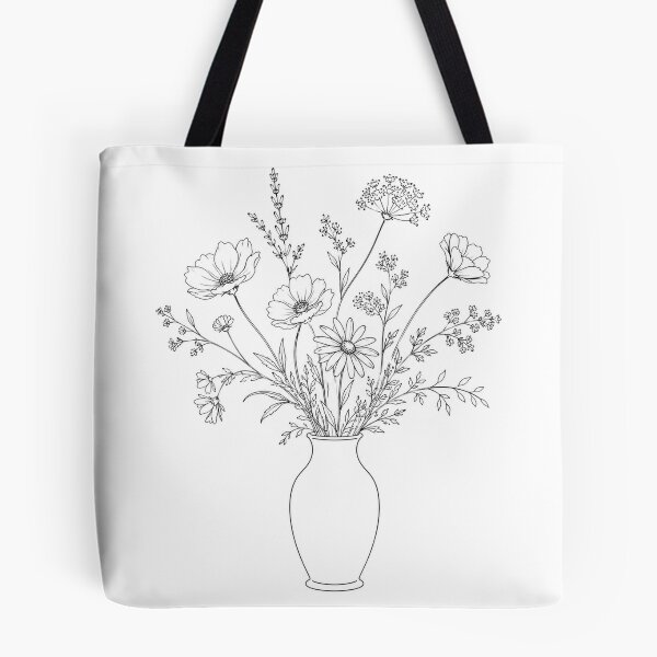 Item preview, Wildflower Bouquet in Vase Line Art designed and sold by MWprint.