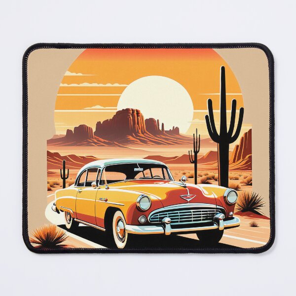 Item preview, Car at desert landscape, vintage designed and sold by tarkone.