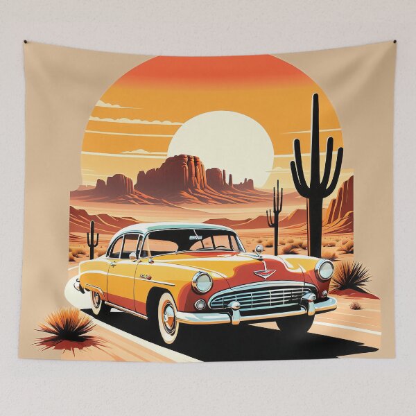 Item preview, Car at desert landscape, vintage designed and sold by tarkone.