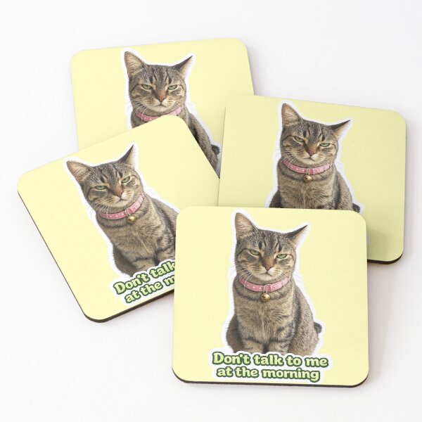 Item preview, Don’t Talk to Me at the Morning Cat Sticker designed and sold by Moxie-Cat-Universe.