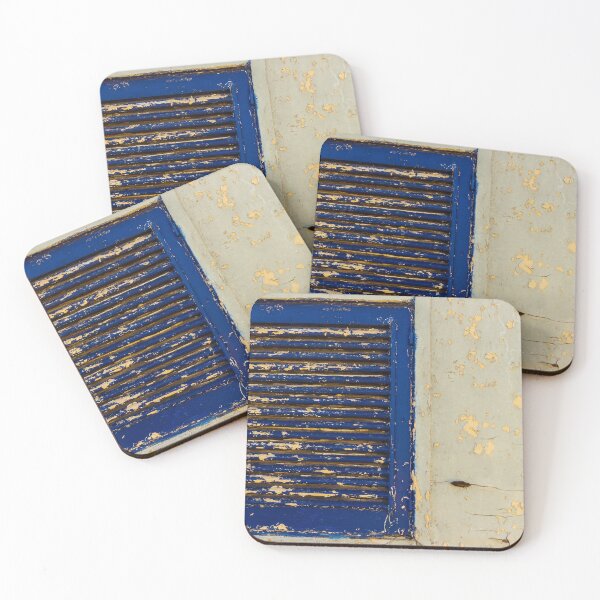 Item preview, Weathered Blue Shutter With Peeling Paint on Old Cracked Plaster Wall Texture designed and sold by Nmallia.