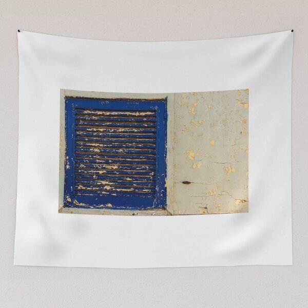 Item preview, Weathered Blue Shutter With Peeling Paint on Old Cracked Plaster Wall Texture designed and sold by Nmallia.